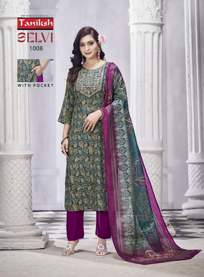 Selvi Vol 2 By Taniksh Heavy Rayon Embroidery Kurti With Bottom Dupatta Wholesale Shop In Surat